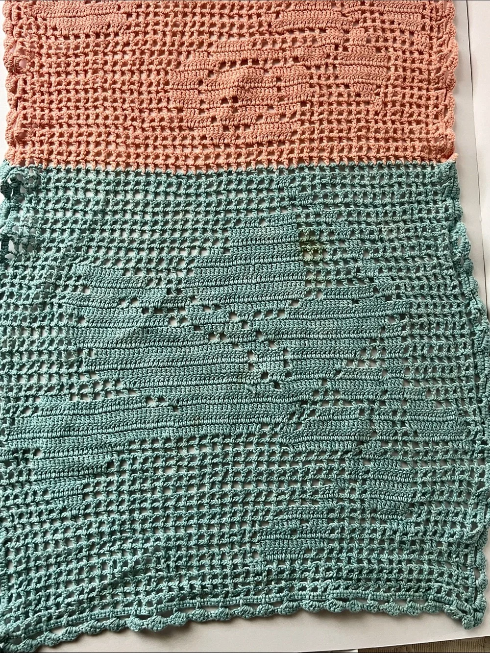 Handmade Crochet doilies - Peach and Teal Set of three